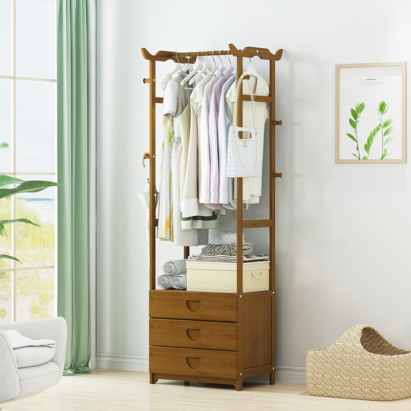 Simple clothes hat rack solid wood bedroom mesh red hanging hanger sub-floor clothes containing goods home minimalist modern