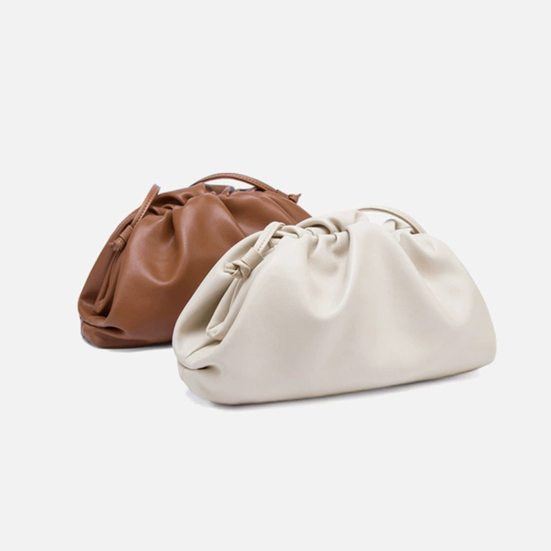 Fon&Ck Cloud Bag Women's French Style Niche Internet Celebrity Pleated Dumpling Bag Genuine Leather Soft Leather Shoulder Crossbody Bag