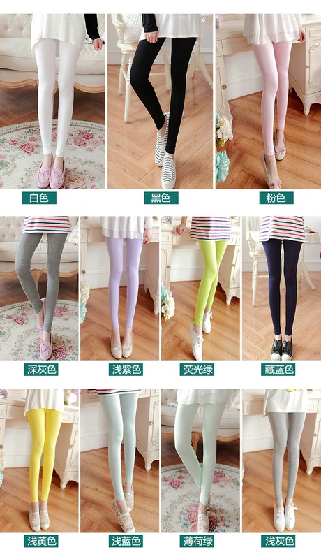 Bà bầu quần legging xuân hè mùa thu mỏng modal chín điểm quần eo thấp cho bà bầu mặc quần dài mùa xuân quần nữ - Phụ nữ mang thai quần / quần bụng quần kaki bầu
