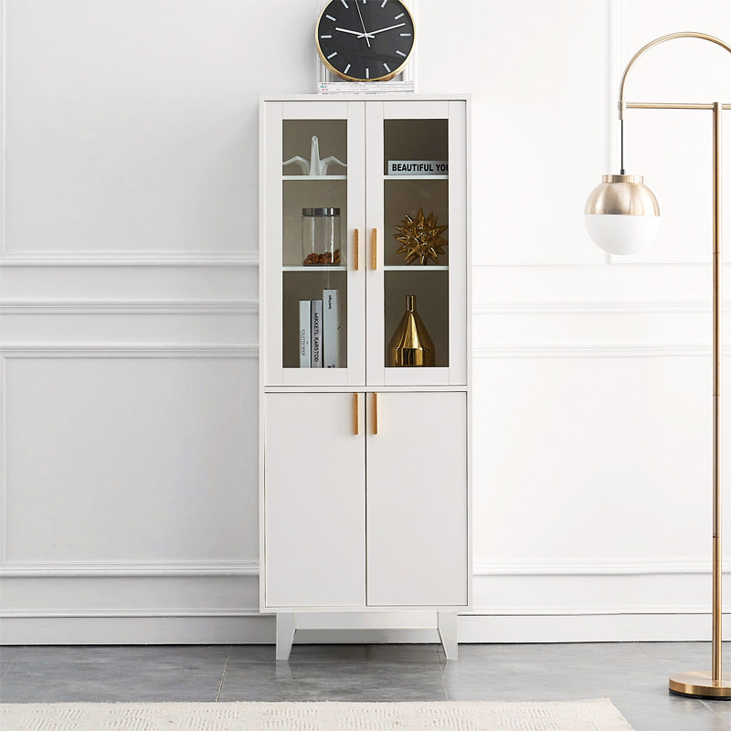 Bookcase glass with door multi-layer solid wood Nordic modern simple living room decoration cabinet free combination storage cabinet