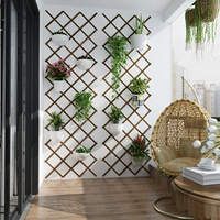Lưới gỗ rắn rèn sắt treo tường hoa treo tường trang trí ban công tường xanh loll treo hoa chậu giá - Kệ tủ kệ