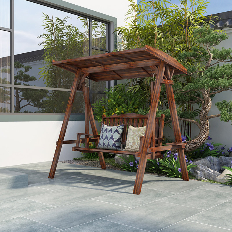 Outdoor Embalming Wood SWING OUTDOOR ROCKING CHAIR PATIO GARDEN GARDEN HANGING BASKET DOUBLE SLUG INDOOR SUSPENSION CHAIR HOME BALCONY