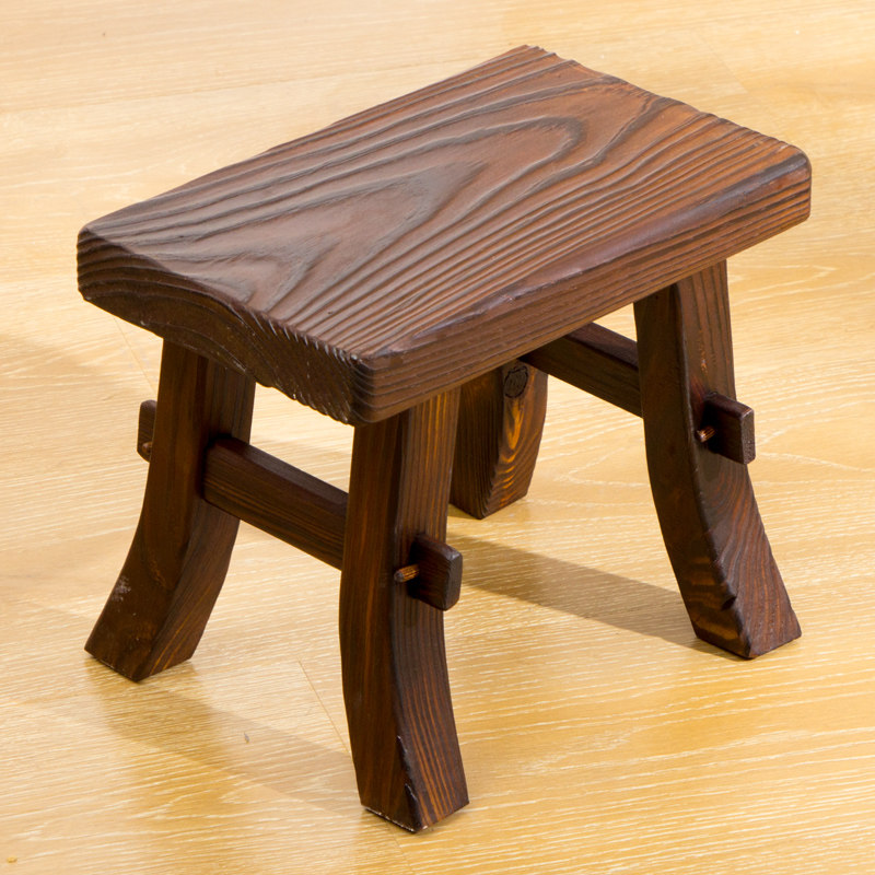 Thickened household retro small wooden stool square stool adult children's low stool small bench solid wood small stool living room changing shoe stool