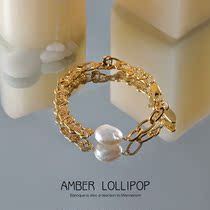 AMBER LOLLIPOP baroque natural pearl bracelet 2021 new trendy high-end jewelry niche design