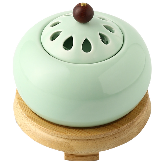 Household ceramic blue, green and pink electric incense burner with timed temperature adjustment