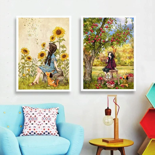 Живопись бриллиантами Полный бриллиант Diy Diamond Emelcodery Cross Stitch 2020 Новые модели подсолнечные спальни мультипликационная камерная мастерская сериал
