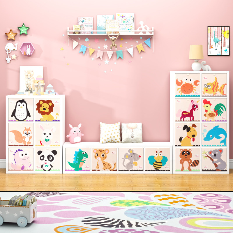 Simple toy storage cabinet, children's bookcase, bookshelf, student, baby, kindergarten locker, plaid cabinet, free combination 