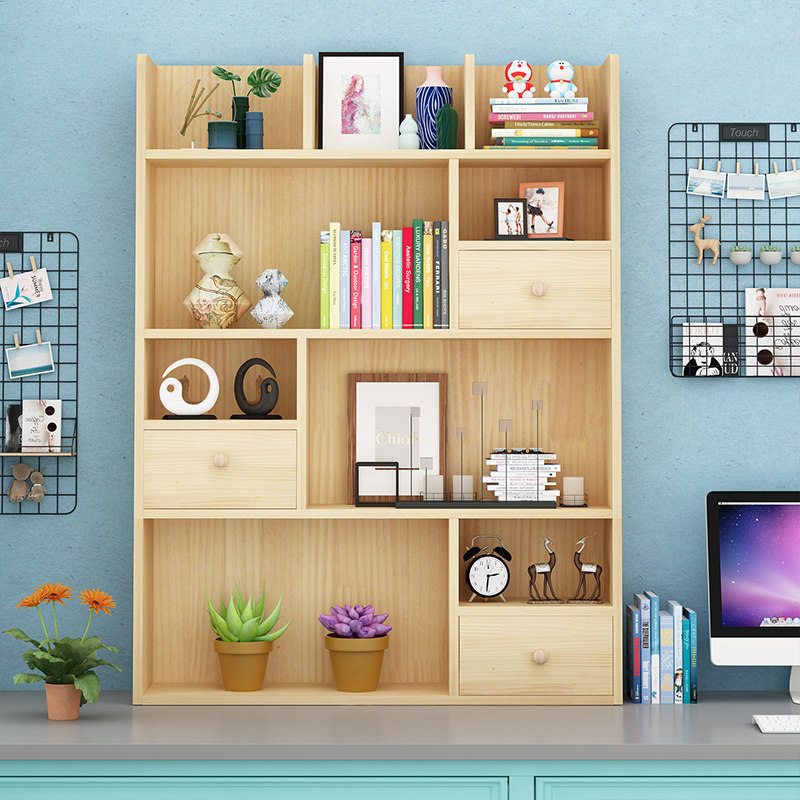 Solid wood Simple Desk on a small bookshelf children's desk collects shelves student desktop bookcase floating window customized