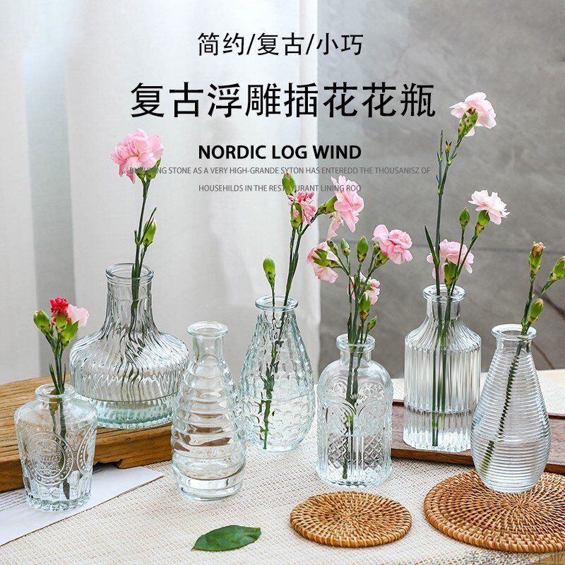 Nordic Medieval Mini Vase Ins Wind Small Glass Advanced Sensation High Face Value Pendulum with light lavish minimalist vase Factory-Taobao