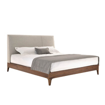 Double fabric black walnut solid wood bed Italian modern bedroom pinpin full leather bed designer furniture