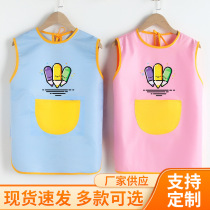 Children Apron Child Fine Art Drawing Clothing Painting Anti Oil Kindergarten Cartoon Sleeveless Hood Clothes Summer Breathable Thin