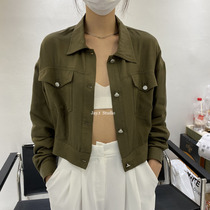 White 2022 versatile temperament double pocket linen short long sleeves sunscreen small coat woman