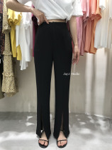 OKLA Spring Summer Suit Micro Horn Split Pants Summer 2022 Summer New Versatile Split High Waist Slim Pants Women