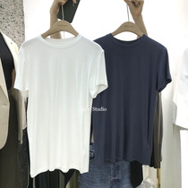 Irene Korea Spring Summer 2022 Simple Versatile Show Slim High Stretch Cotton Man Hand One Short Sleeve T-Shirt Women 4462