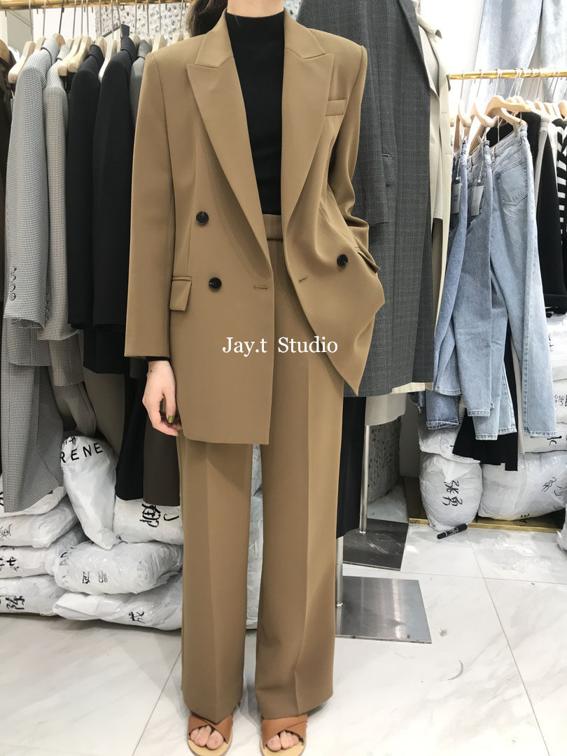 South Korean MILA suit special cabinet quality double-row buckle temperament clothes jacket high waist west clothing pants suit women 60728