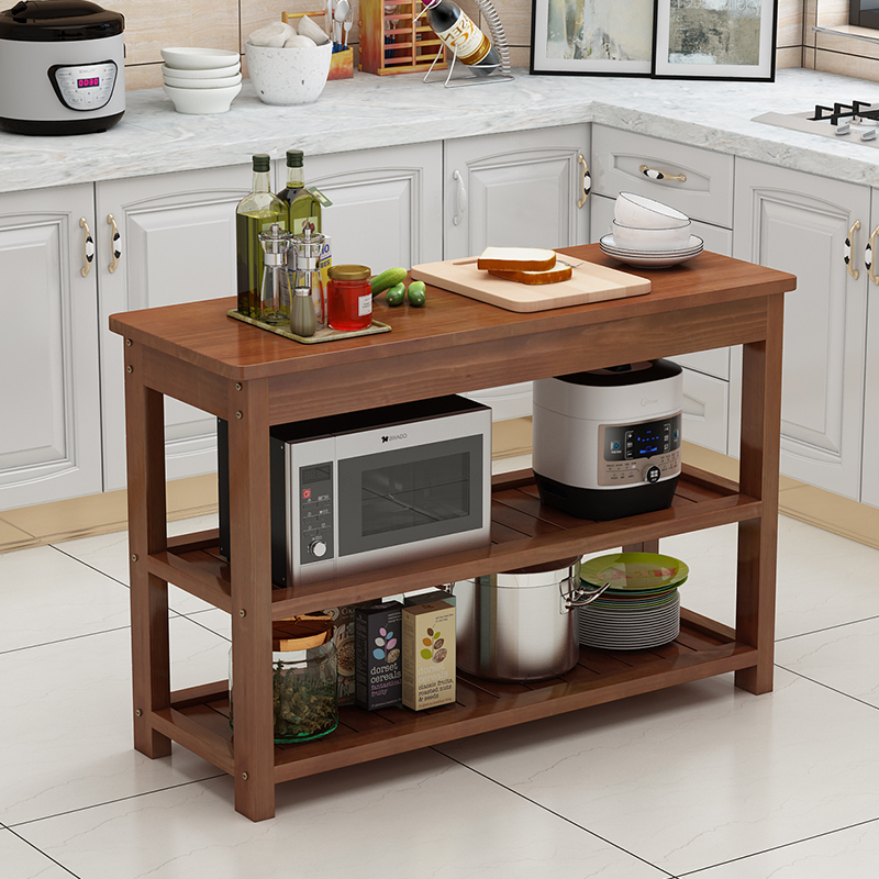Solid wood kitchen shelf Microwave oven storage Floor-to-ceiling multi-layer household multi-function storage cabinet Wooden shelf