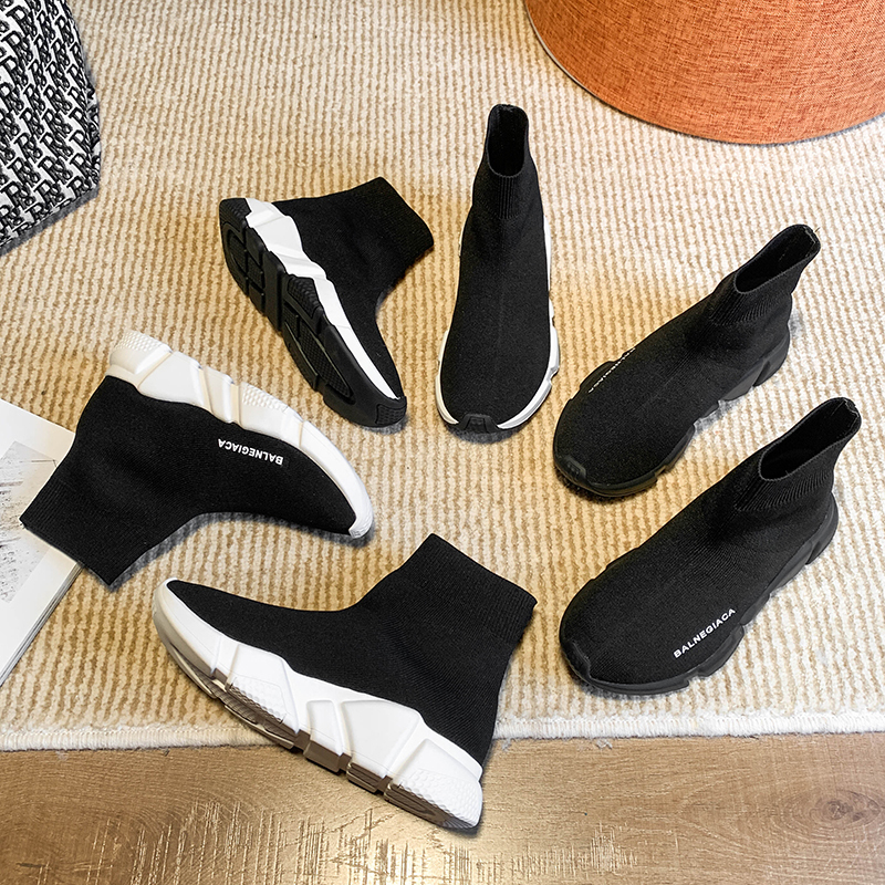 Socks and Shoes for Women, Versatile Mid-Calf Thick-Soled Sock Boots, Short Boots, Elastic Boots with Internal Height Increase, Trendy Sneakers for Men, Couple Style
