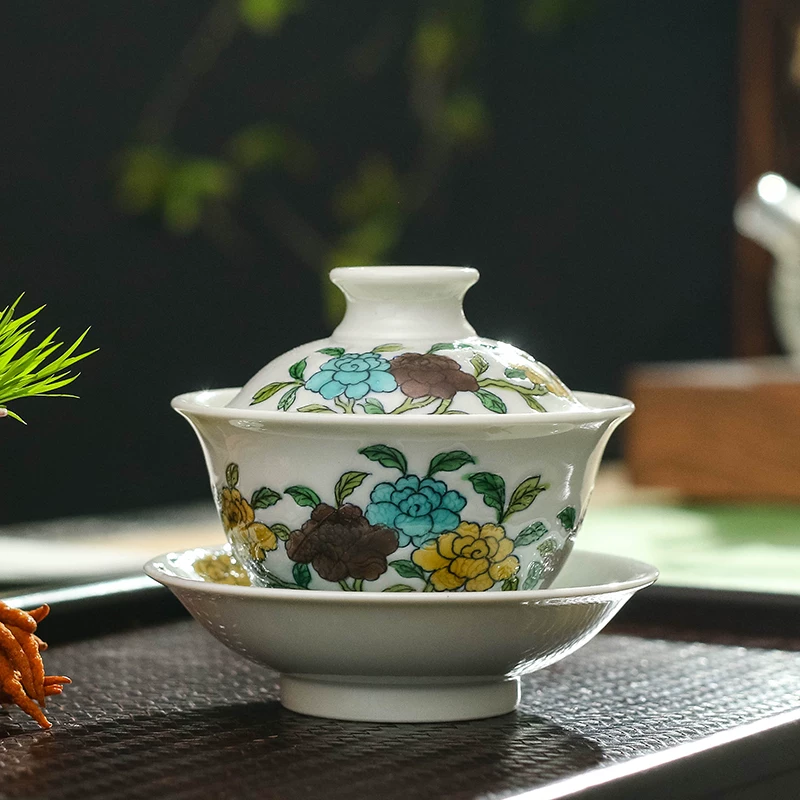 Пищевая керамика Jingdezhen Sancai цветок фарфор синяя и белая чашка чисто ручная роспись одна чашка набор высококлассный подарок