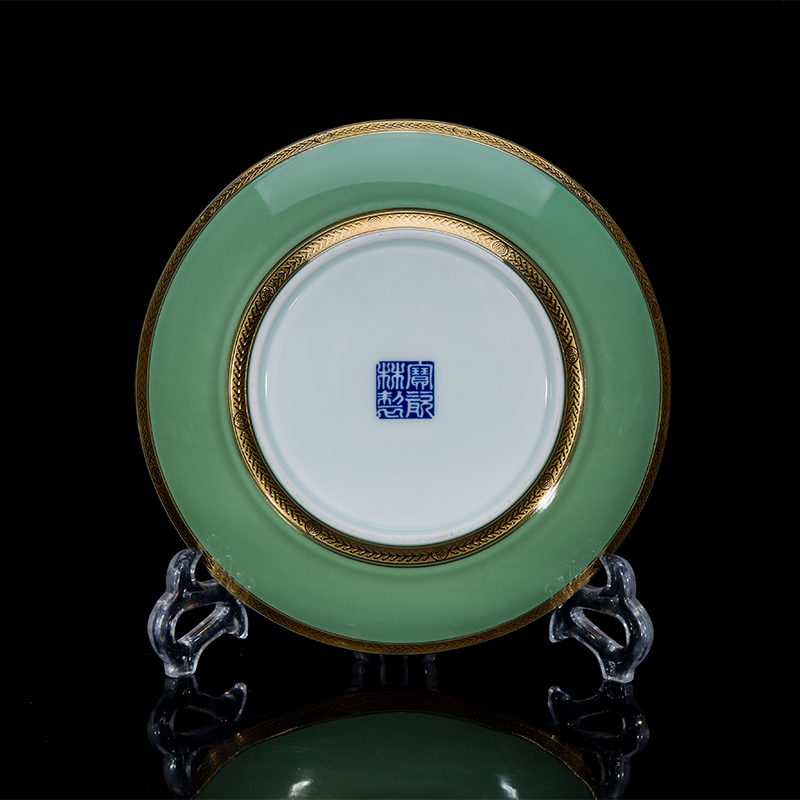 Treasure porcelain - jingdezhen high temperature color glaze porcelain Lin pea green paint 26 head tableware suit high - end gift boxes