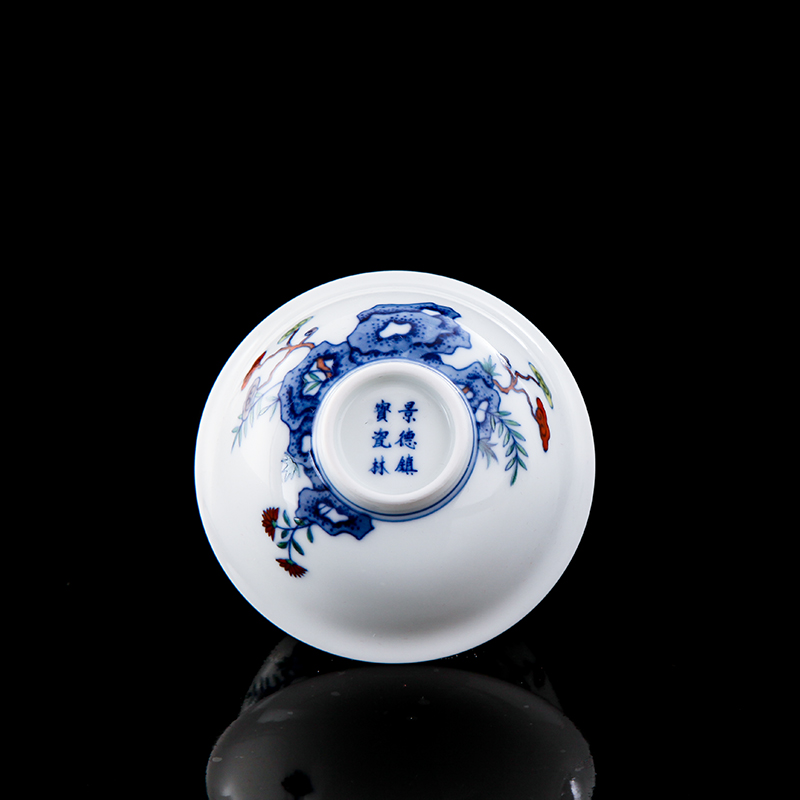 Treasure forest of porcelain jingdezhen blue and white color bucket under one of the four big coating glaze flower rock 5 head suit high - end tea sets