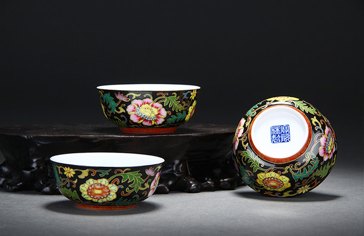 This colored enamel porcelain Lin and 9 set of tea sets checking out the collection level seiko tea set