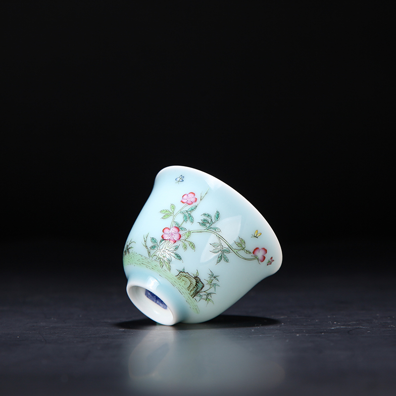 Treasure porcelain of jingdezhen ceramic famille rose Lin twelve flora cup tea suit household kung fu tea masters cup