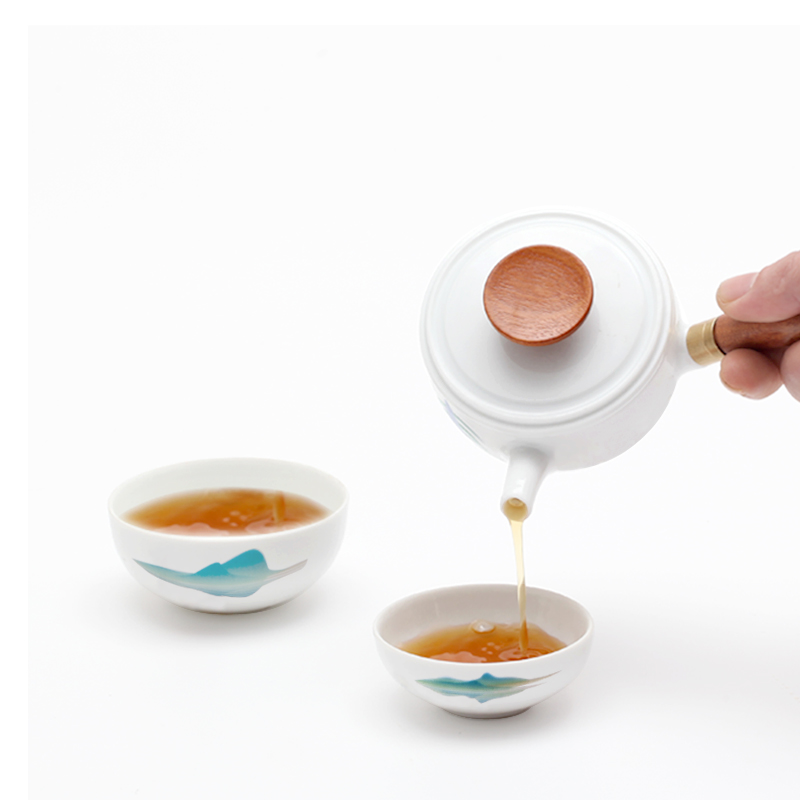 Treasure porcelain Lin travel tea set suit portable package kung fu tea sets contracted teacup crack cup a pot of two cup