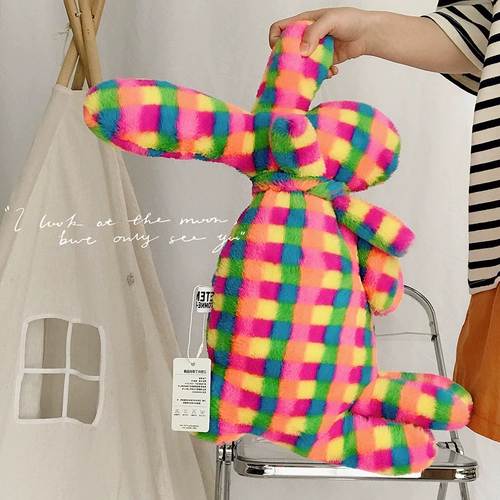 三色补丁 Радужная милая подушка для сна, плюшевая игрушка, кукла