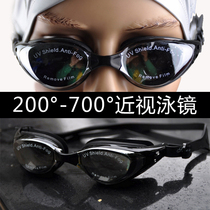 Adult waterproof anti-fog HD electroplated myopia goggles for men and women anti-UV swimming with power glasses
