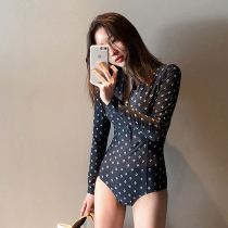 Hot spring one-piece triangle womens thin long sleeve swimsuit wave point beach sexy sports sunscreen Korean wetsuit