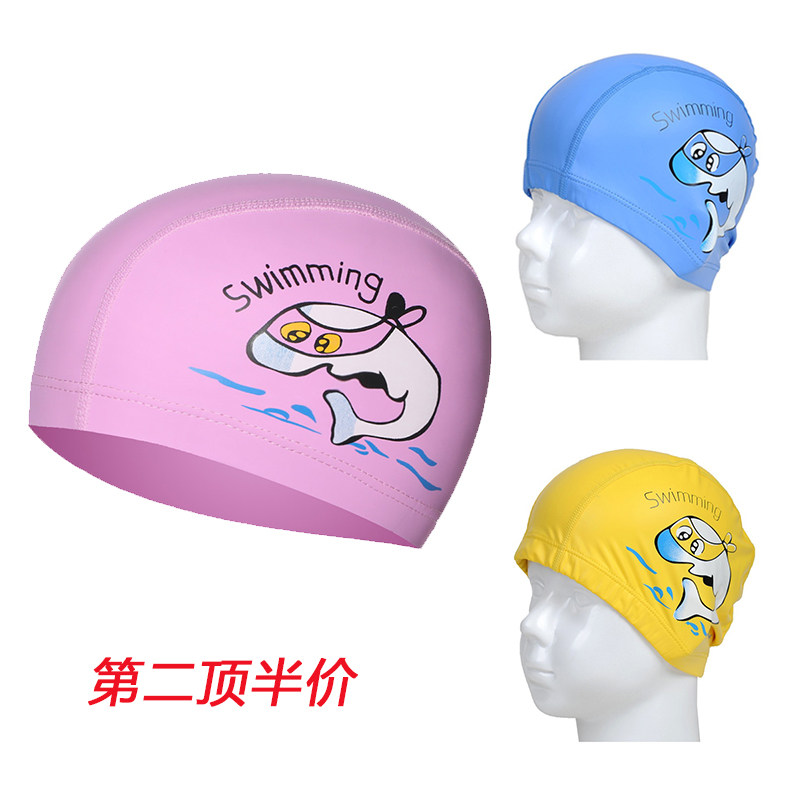 Male and female children Baby cute dolphin PU swimming cap boy girl student blue pink spa swimming hat