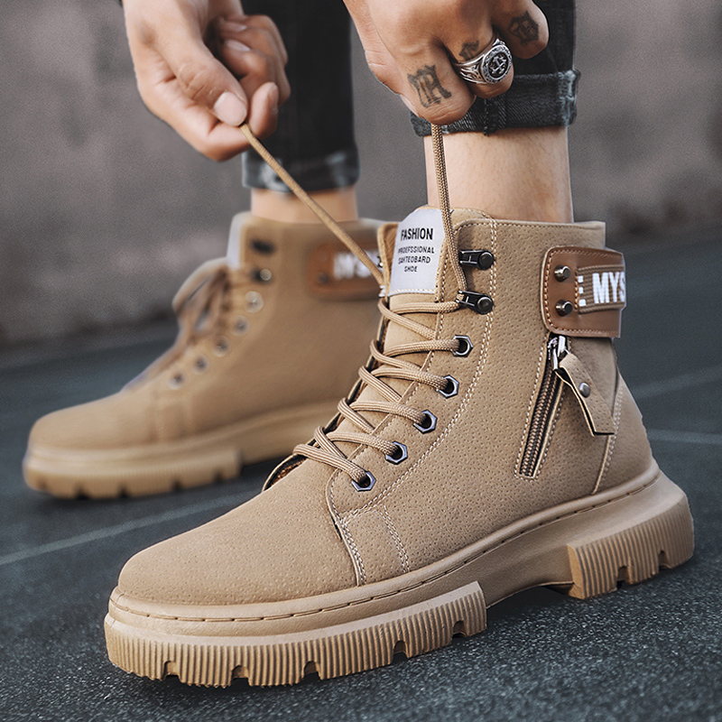 Winter men Martin boots Inn high cylinder tooling boots retro men's boots Shoes Snowshoeing Men's Shoes Glint Warm Cotton Shoes