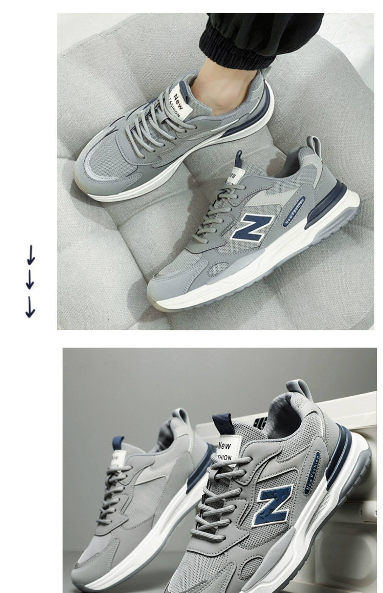 Папа обувь 男鞋2024新款春季透气网面防臭运动休闲跑步增高老爹潮牌劳保潮鞋