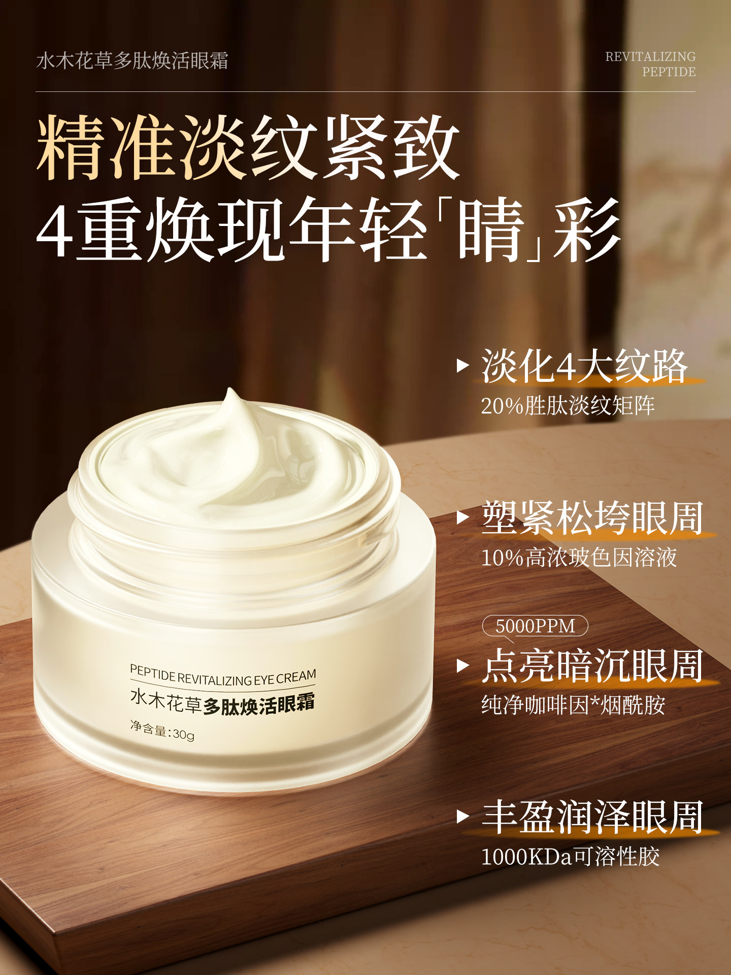 Polypeptide Eye Cream Fades Fine Lines, Dark Circles, and Eye Bags, Lifts, Tightens, and Removes Wrinkles, Official Authentic Product for Women and Men