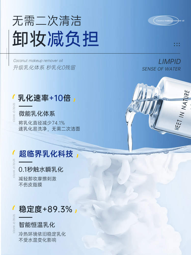 Coconut Cleansing Oil for Women's Eyes, Lips, and Face, Gentle Deep Cleansing Liquid Cream, Authentic Flagship Store Official Brand Sample