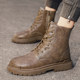 Spring brown Martin boots men's high-top retro style British ເພີ່ມຂຶ້ນ ເກີບຫນັງຫນາ soled ເກີບເຮັດວຽກລົດຈັກຂອງຜູ້ຊາຍ