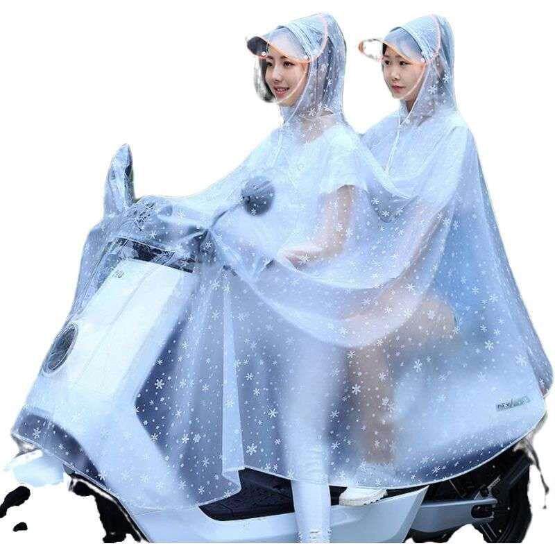 Double raincoat single electric car motorcycle mother and son riding male and female bikes three-wheeled electric bottle car rain cape cross border-Taobao