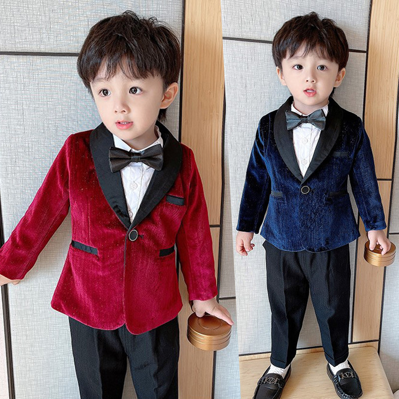 Boy's suit singles in autumn and winter children's baby casual suit red Han Edition children's bomb street tide
