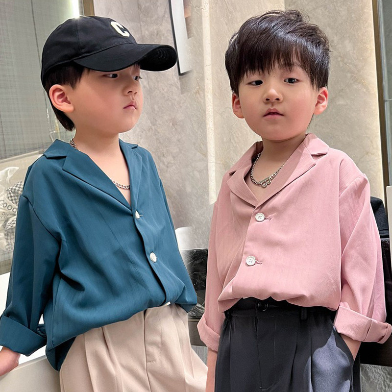 Tide Cool Boy Fried Street Shirt Han Edition Spring Autumn Boy Baby Personality Long Sleeve Shirt Children Handsome in fashion blouses