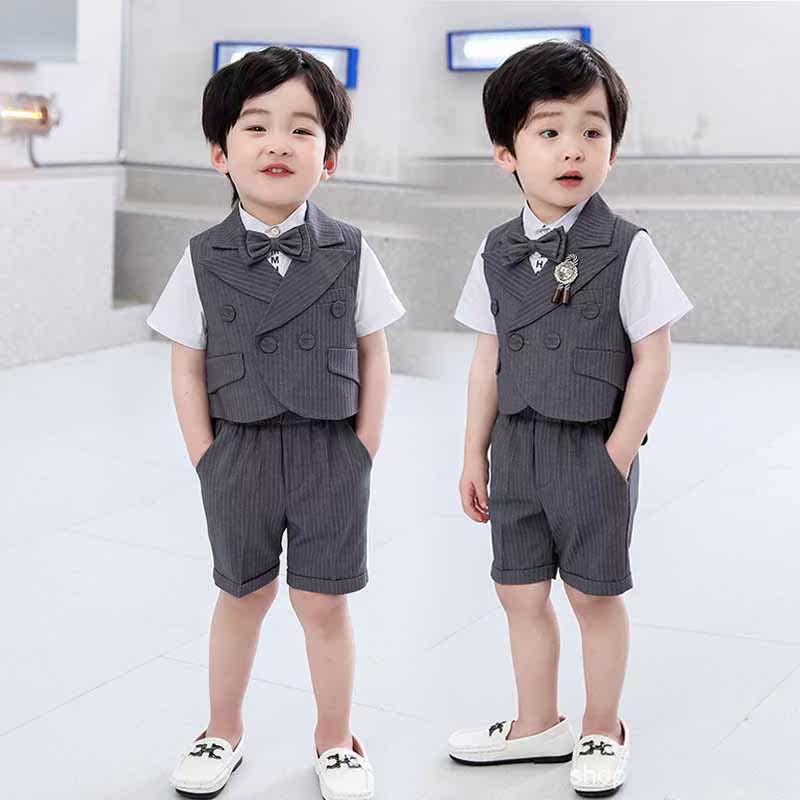 Boy's suit vest Three sets of summer baby's birthday Birthday Gown Suit Handsome boy is wearing a performance suit