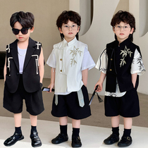 Boys dress vest suit summer handsome Chinese style childrens host suit birthday new Chinese style performance costume