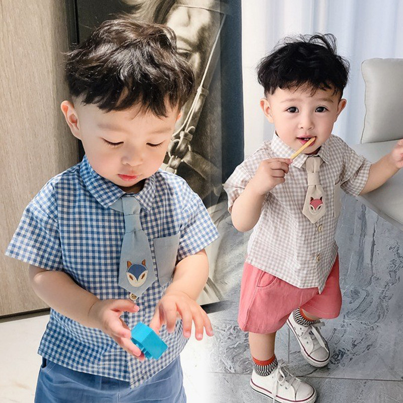 Boy's summer clothing suit Chauke cool and handsome 1234-year-old gown The male baby Yanist short sleeve shirt Two sets