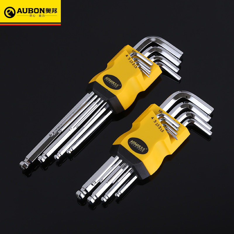 Obbon 9PCS Ball Head Inner Hexagon Wrench Chrome Vanadium Steel Nine Pieces Of Mirror Ball Head Inner Hexagon Wrench