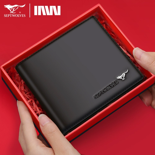 Septwolves, мужской рождественский бумажник, из натуральной кожи, подарок на день рождения