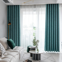 Solid color burlap blackout Nordic curtain cloth 2019 new modern simple custom finished bedroom living room floor-to-ceiling window