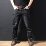 Quần jean đen rộng ống thun nam cao cộng với phân bón XL chất béo quần béo thanh niên giải trí mùa đông style vintage nam