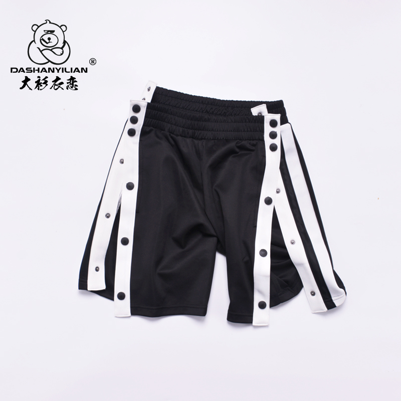 Large Shirt-Style Shorts, Hip-Hop Full-Button Basketball Shorts, Plus Size ins Trendy Men's Oversized Fit