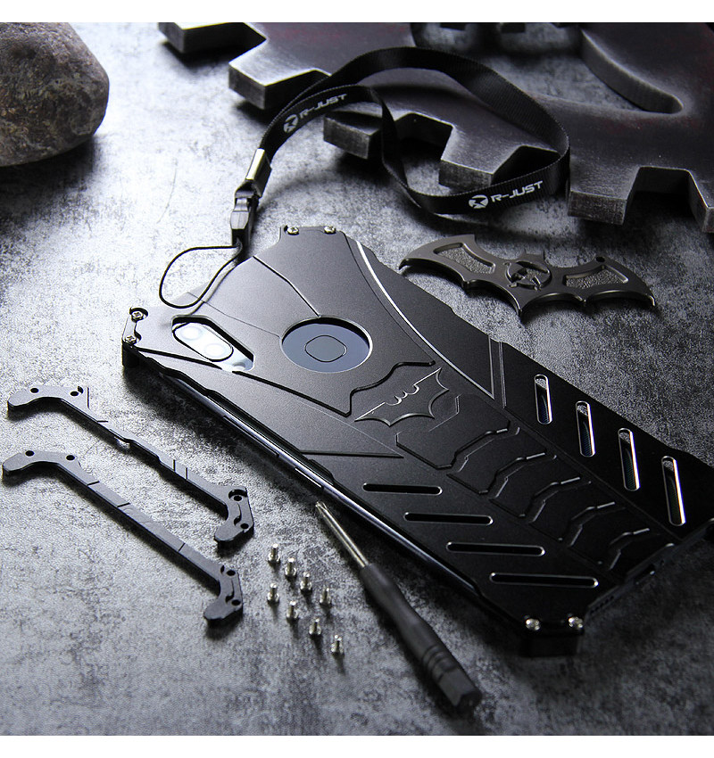R-Just Batman Shockproof Aluminum Shell Metal Case with Custom Batarang Stent for vivo NEX S & vivo NEX A