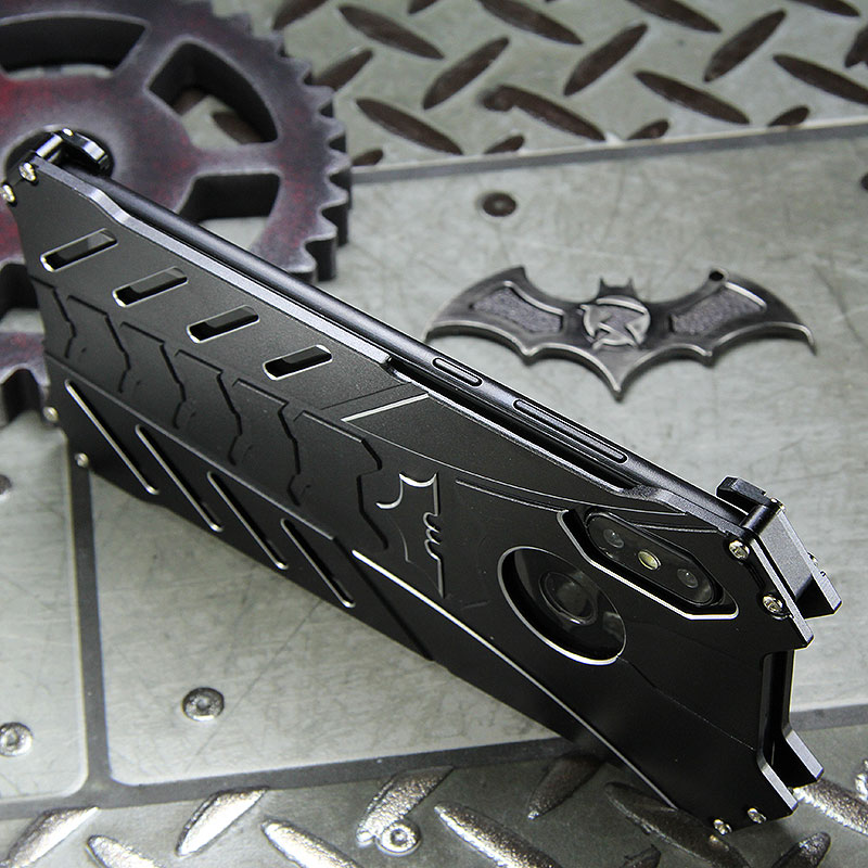 R-Just Batman Shockproof Aluminum Shell Metal Case with Custom Batarang Stent for Xiaomi Mi 8 Explorer / Xiaomi Mi 8 / Xiaomi Mi 8 SE