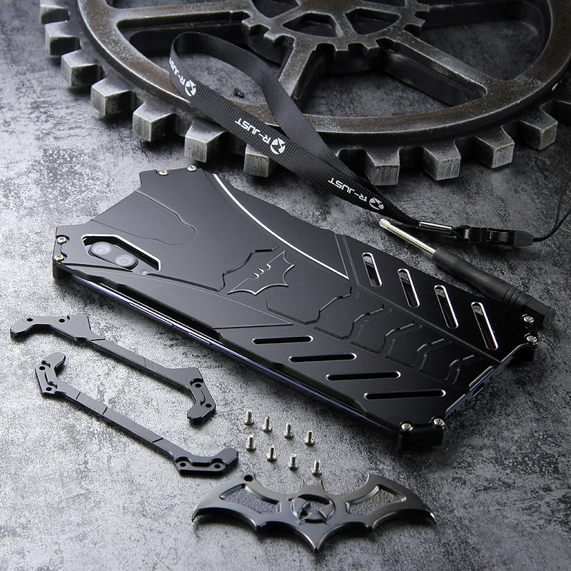 R-Just Batman Shockproof Aluminum Shell Metal Case with Custom Batarang Stent for vivo X23